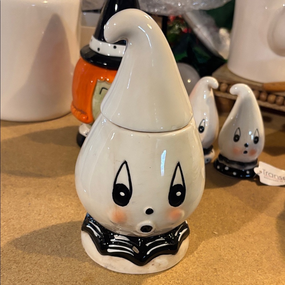 Johanna Parker Transpac Ghost Ceramic candy jar with Hat